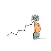 One continuous line drawing of business chart design concept. Business growth illustration in simple linear style. Business design concept vector illustration