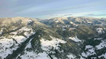Aerial view of the Carpathian mountains in winter video