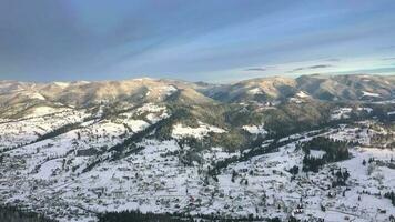 Aerial view of the Carpathian mountains in winter video
