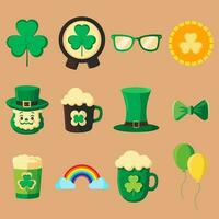 Flat Style St. Patrick Day Festival Element Or Icons On Pastel Brown Background. photo