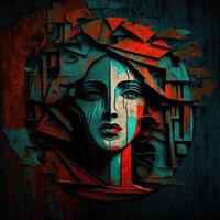 Abstract portrait of woman. Geometry shape. photo