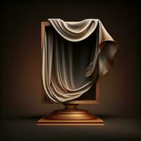 Abstract Stilllife Elegance, Podium Platform Product Showcase, with Curtain 3d Rendering. photo