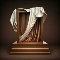 Abstract Stilllife Elegance, Podium Platform Product Showcase, with Curtain 3d Rendering. photo