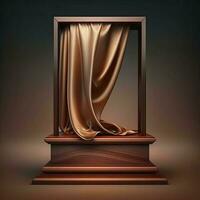 Abstract Stilllife Elegance, Podium Platform Product Showcase, with Curtain 3d Rendering. photo