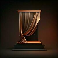 Abstract Stilllife Elegance, Podium Platform Product Showcase, with Curtain 3d Rendering. photo