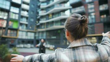 Two happy women hug each other when meeting after long separation. video