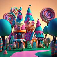 Sugar Rush A Whimsical Candy Kingdom of Bright Colors and Playful Creatures. photo