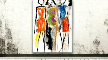 Female figures handmade abstract painting. photo