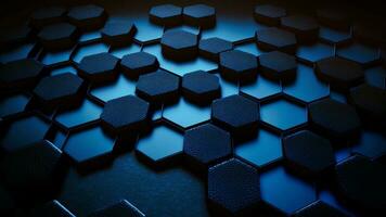 Abstract Hexagon Pattern Blue Background. 3D Render. photo