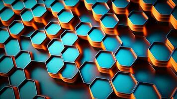 Abstract Lighting Hexagon Pattern Background. 3D Render. photo