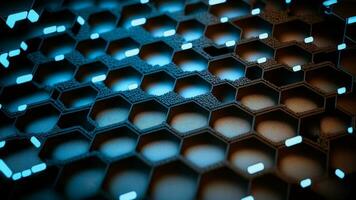 Shiny Abstract Hexagon Background With Dotted Pattern, 3D Render. photo