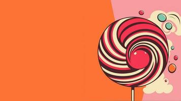 Creative banner with Lollipop on Retro Background. AI-Generative, Digital Illustrations. photo