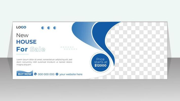 Modern abstract real estate timeline cover design, social media and web banner template.