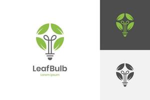 eco energy light logo icon design with lightbulb and leaf design concept for solar energy, sustainable vector element