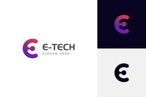 modern letter E abstract logo template, simple letter e logo for technology brand identity symbol mark design vector