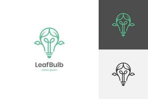 diseño de icono de logotipo de luz de energía ecológica con concepto de diseño de bombilla y hoja para energía solar, elemento de vector sostenible