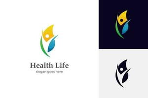 sano vida, personas hoja logo icono diseño, para médico, salud y fisioterapia, quiropráctica y bienestar centrar logo elemento, ecológico y biológico producto concepto firmar vector