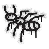 Ant icon graffiti with black spray paint vector