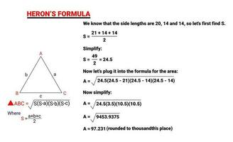 Heron's formula to find the area of a triangle on isolated background vector. Pro Vector