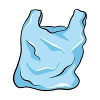 Blue Plastic bag vector illustration isolated on square white background. Simple flat drawing with outlined cartoon art style.