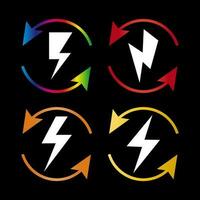 Electric lighting bolt icon. Lightning flat icons set. Lightning icon, high voltage sign gradient illustration design. vector