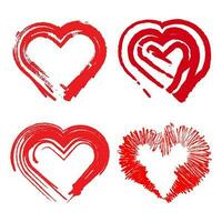Brush Heart sketch. Vector grunge heart valentine day illustration. Red vector heart frame icon brush chalk strokes.
