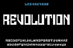 REVOLUTION, Modern condensed elegant and stencil sans serif display font vector. vector