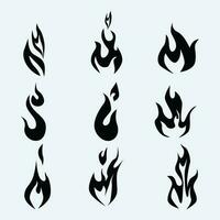 conjunto de fuego llamas valores icono vector ilustración