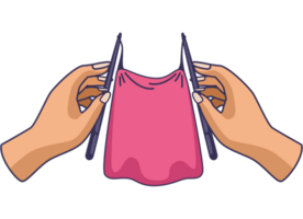 knitting yarn with needles png