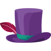 sombrero de copa morado con pluma png