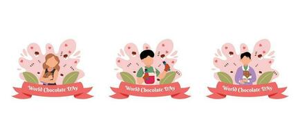 Flat Bundle World Chocolate Day Design Illustration vector