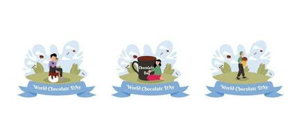 Flat Bundle World Chocolate Day Design Illustration vector