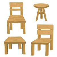 conjunto de de madera silla mueble vector