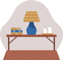 Holztisch und Lampe png