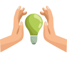 hands protecting green bulb png