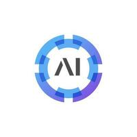 letter AI identity logo design with circle multicolor shape icon design element, minimalist style for business technology and company identity vector