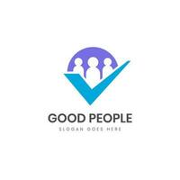 business success People Check Logo design, human group success icon, human good service icon symbol, analysis health check logo element vector