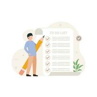 Task lists soft skills concept vector illustration. Business people or employee with self management skill