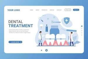 Flat design minimal dental clinic landing page concept vector