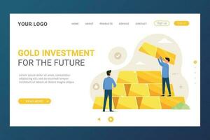 Landing page template for gold investment vector