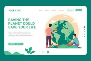 Landing page template for earth day celebration vector