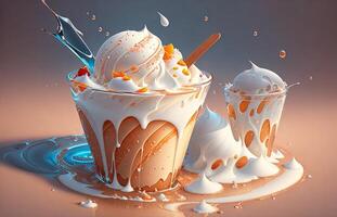 ice cream in water splash realistic composition by photo