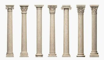 Set of vintage classic marble columns pillars photo