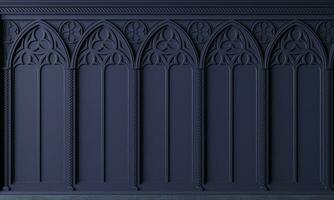 Classic cabinet or castle wall made of gothic wood paneling photo