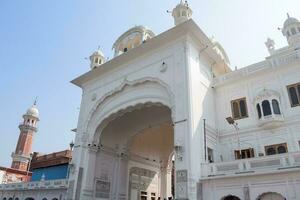 View of details of architecture inside Golden Temple - Harmandir Sahib in Amritsar, Punjab, India, Famous indian sikh landmark, Golden Temple, the main sanctuary of Sikhs in Amritsar, India photo