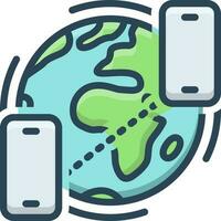color icon for global conference call vector