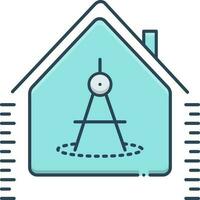 color icon for house measurement vector