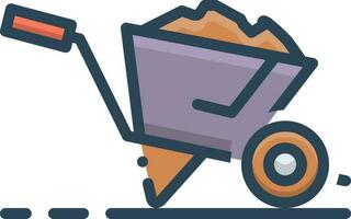 color icon for wheelbarrow vector