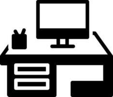 solid icon for computer desk vector