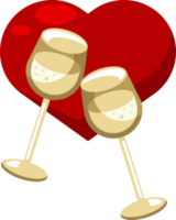 golden wine cups and heart png